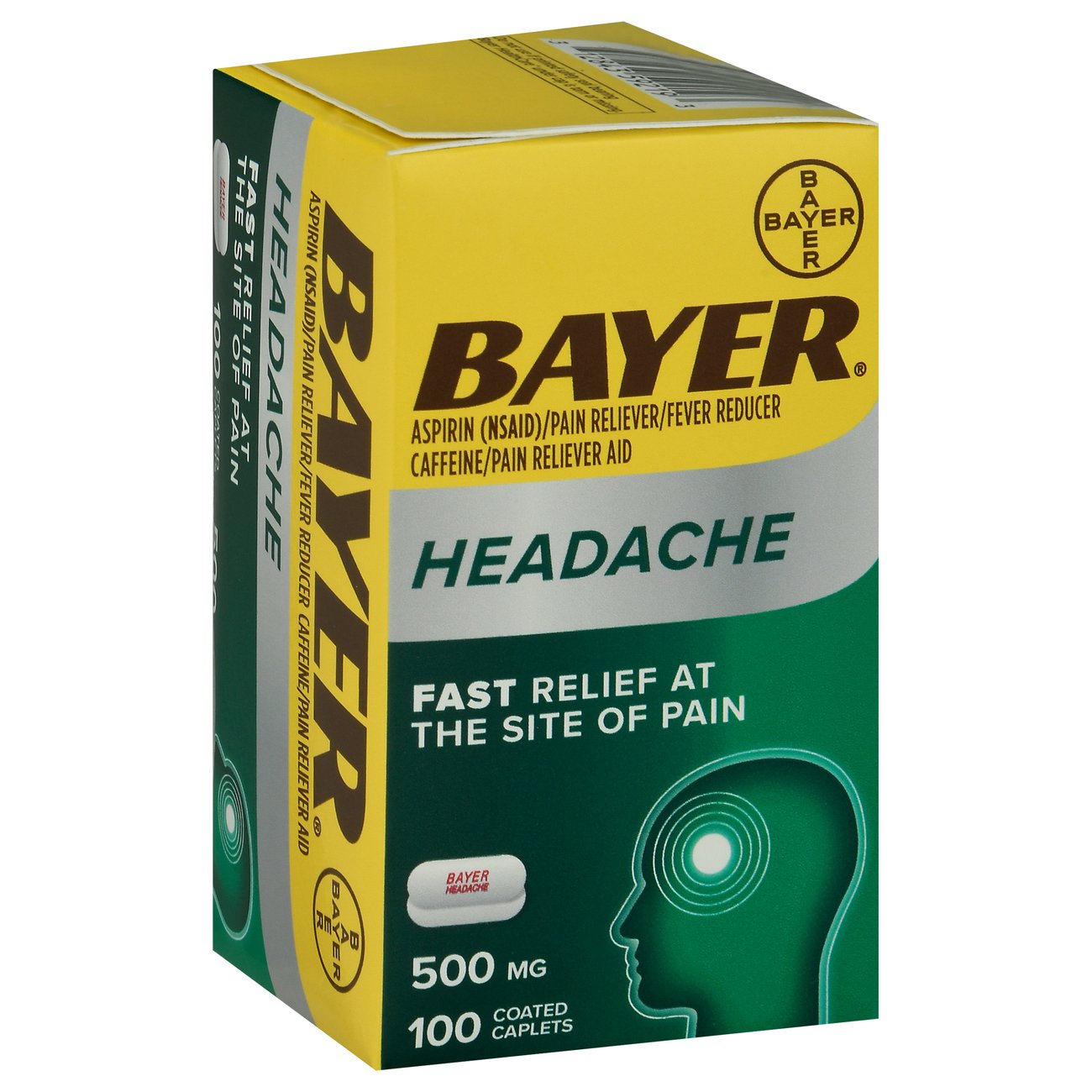 Bayer Headache Asprin Pain Reliever with Caffeine 500mg Caplets Shop