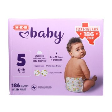 H-E-B Baby Diapers - Size 5 - Texas-Size Pack, 186 ct