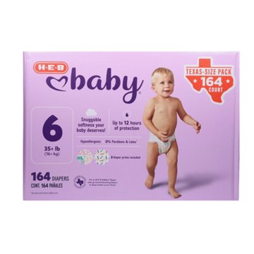 H-E-B Baby Diapers - Size 6 - Texas-Size Pack, 164 ct