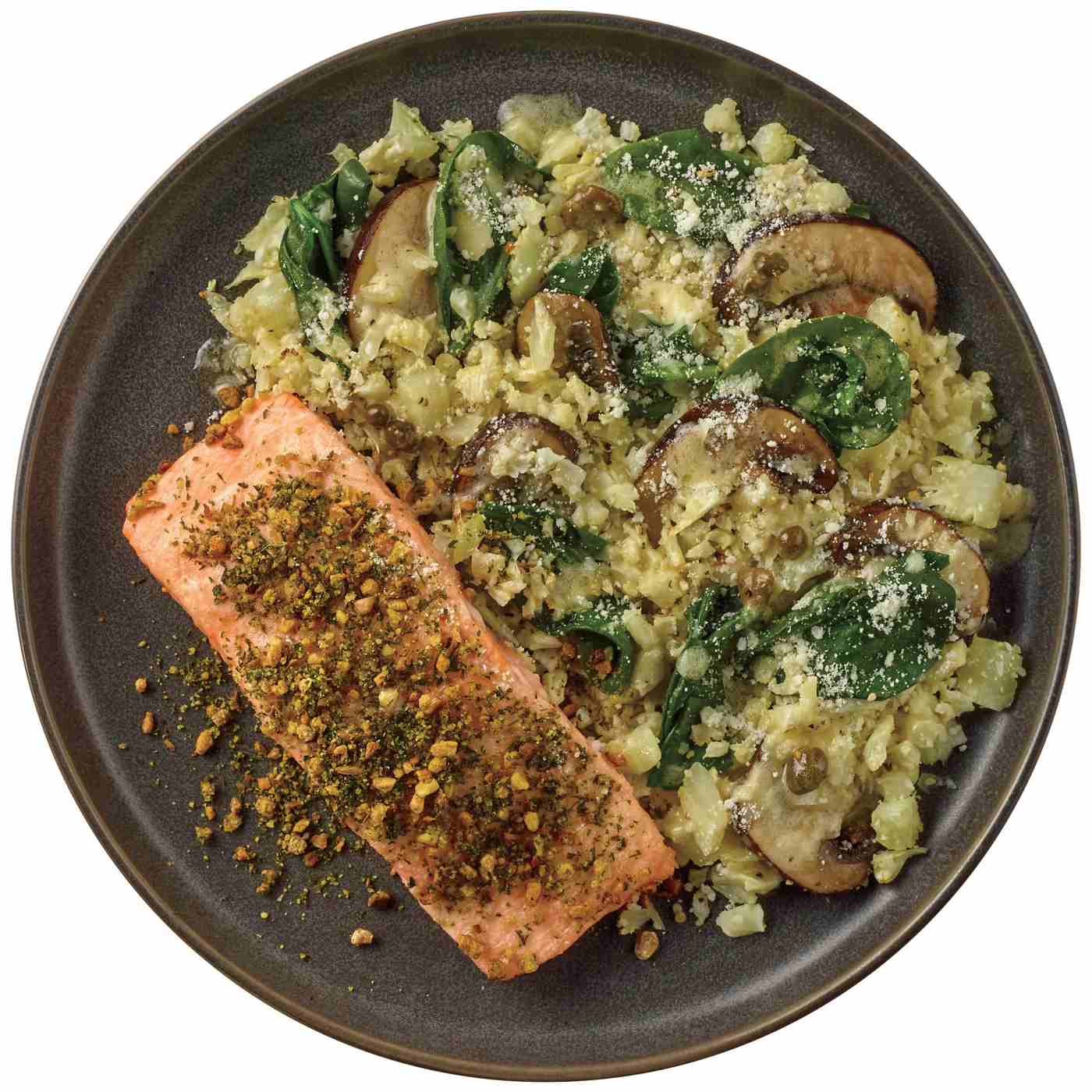 Meal Simple by H-E-B Salmon, Lemon Caper Riced Cauliflower, Mushrooms & Spinach; image 2 of 4
