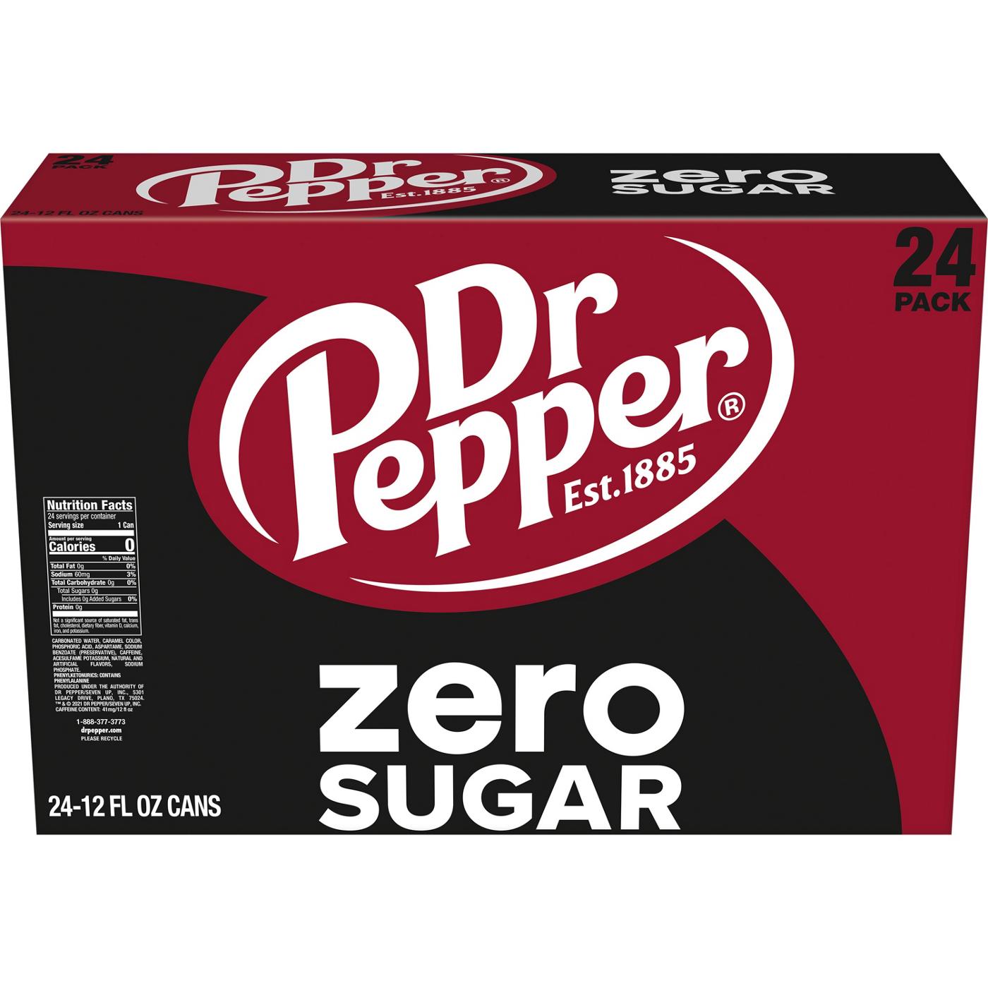 Dr Pepper Zero Sugar Soda 12 oz Cans; image 2 of 7