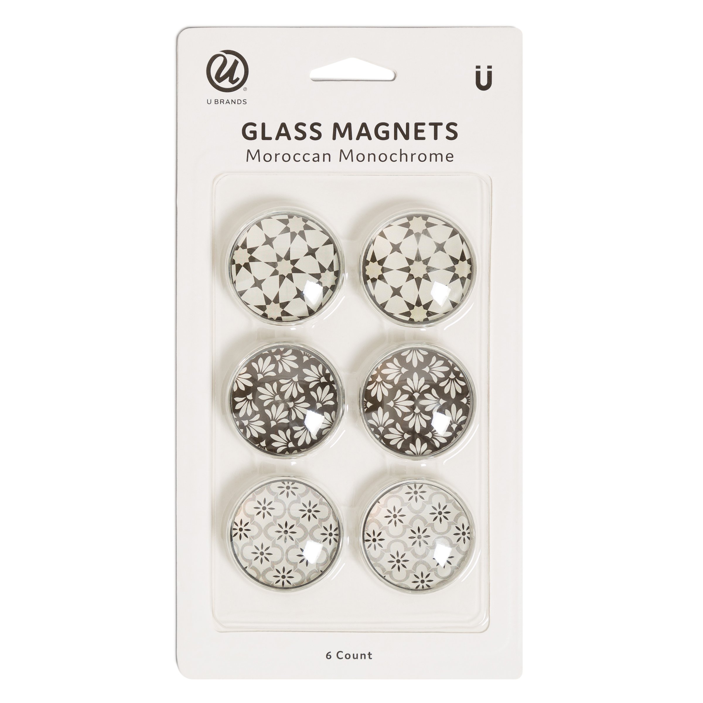 U Brands Moroccan Monochrome Round Glass Magnets - Shop Tools