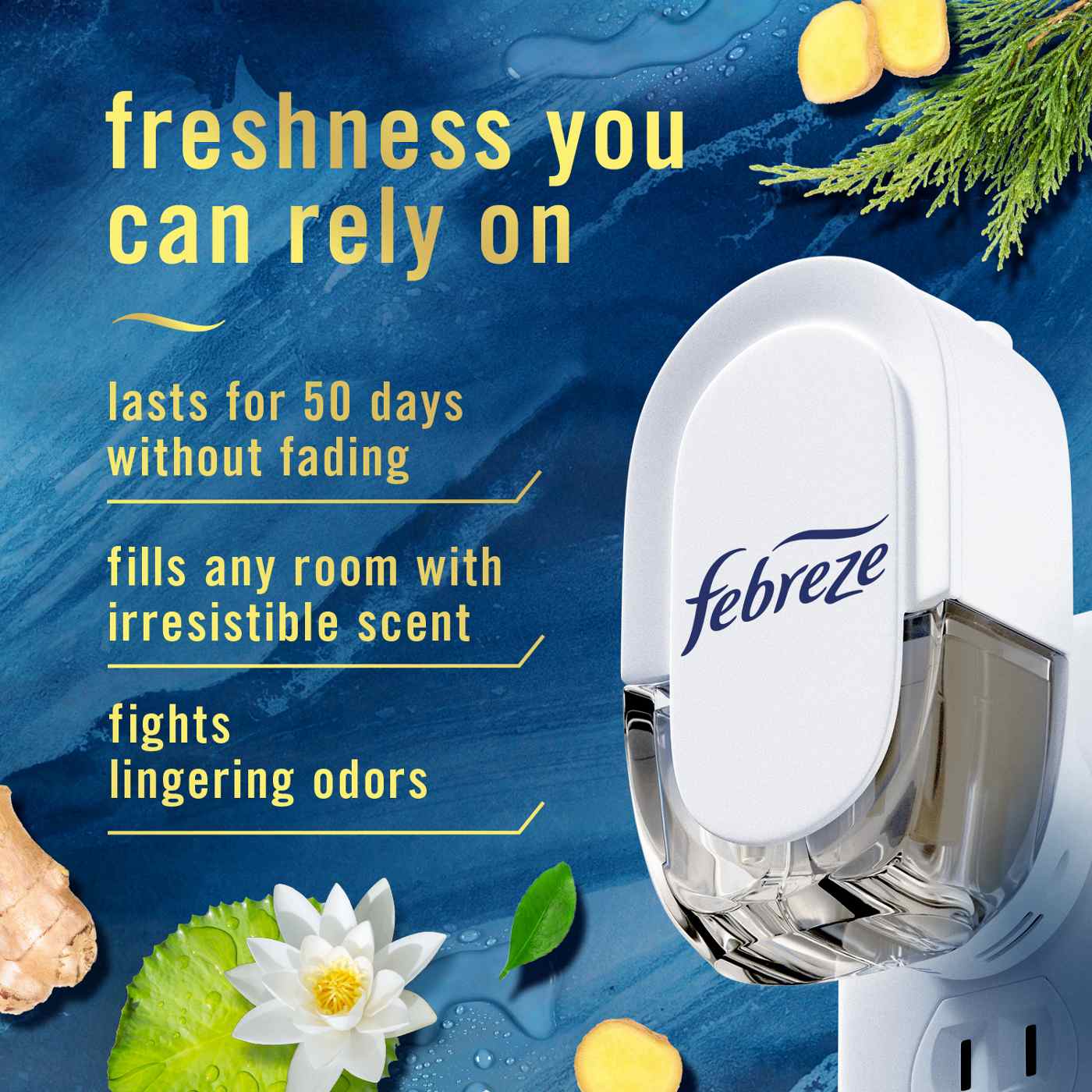 Febreze Luxe Plug In Air Freshener Odor-Fighting Scented Oil Refill - Ocean; image 9 of 10
