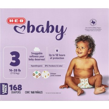 H-E-B Baby Large Pack Diapers - Size 3, 168 ct