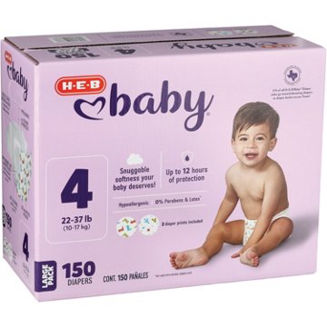 H-E-B Baby Large Pack Diapers - Size 4, 150 ct