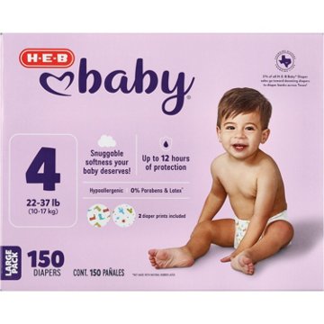 H-E-B Baby Large Pack Diapers - Size 4, 150 ct