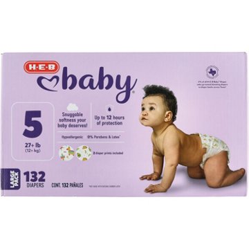 H-E-B Baby Large Pack Diapers - Size 5, 132 ct