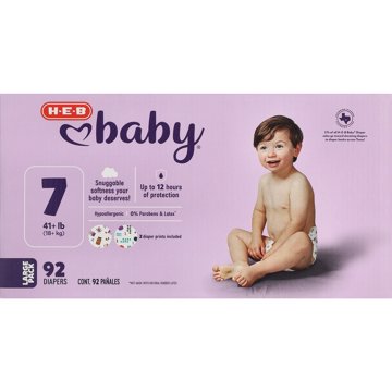 H-E-B Baby Large Pack Diapers - Size 7, 92 ct