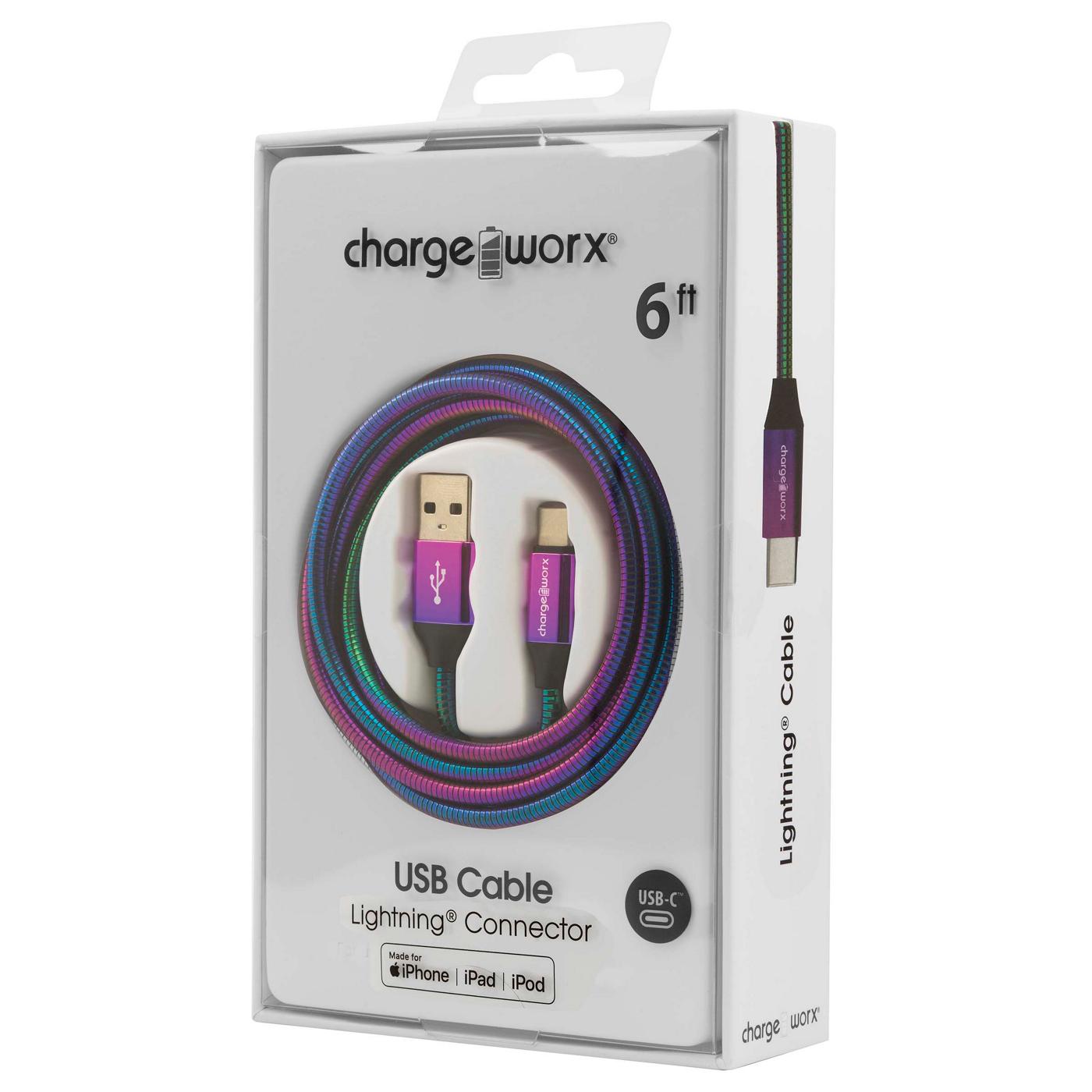 ChargeWorx Iridescent Lightning Connector USB-C Cable; image 2 of 2