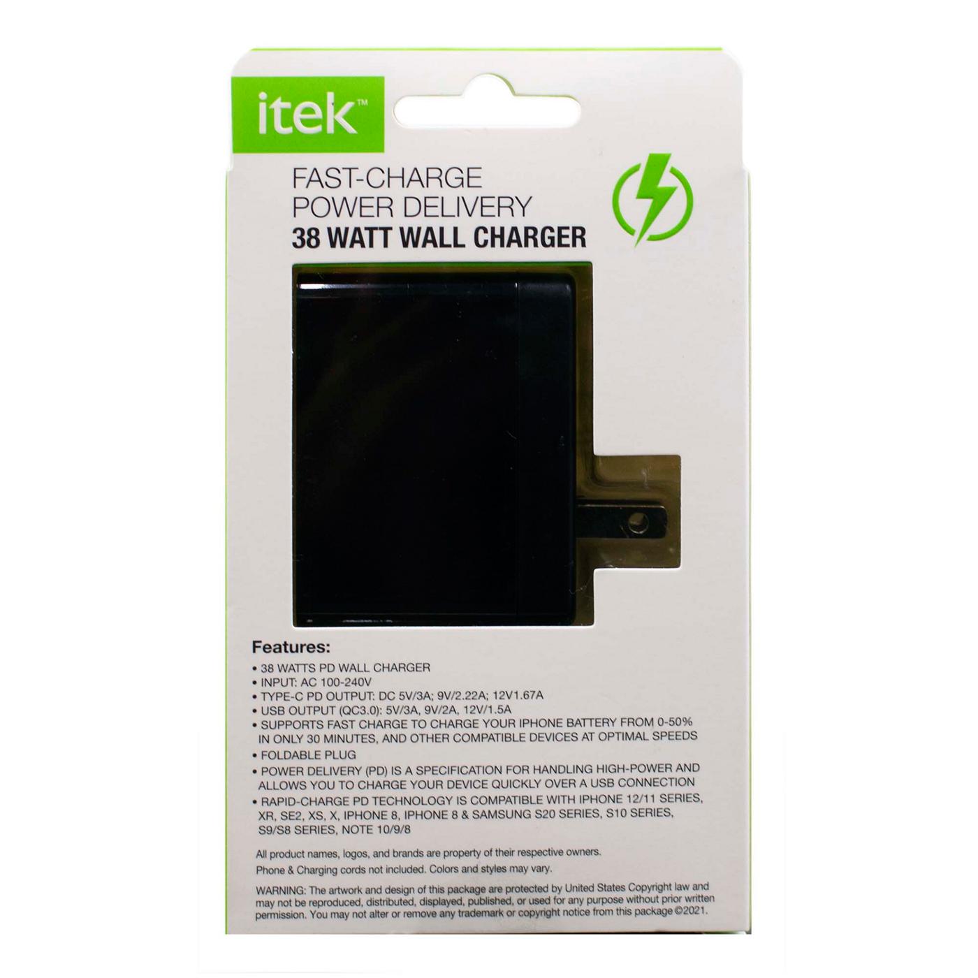 Itek Fast Charging 38 Watt Wall Charger Shop Phone chargers at HEB