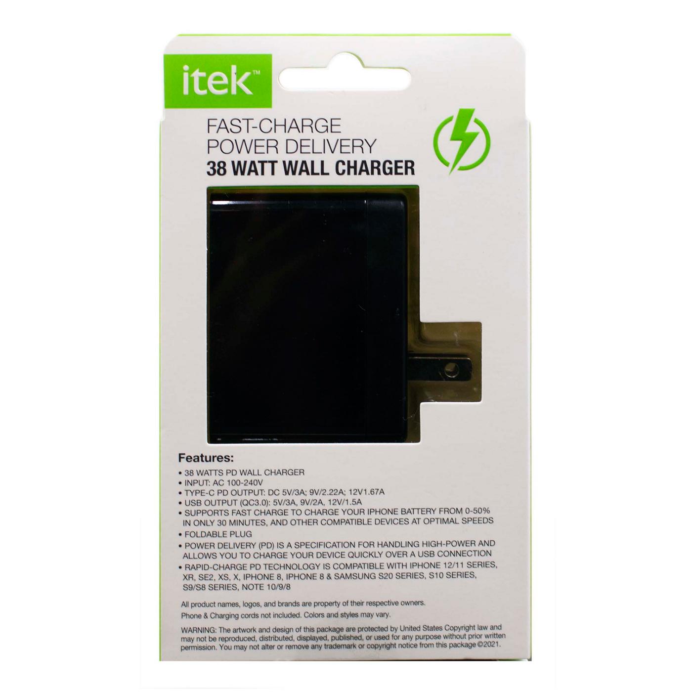 Itek Fast Charging 38 Watt Wall Charger; image 2 of 2