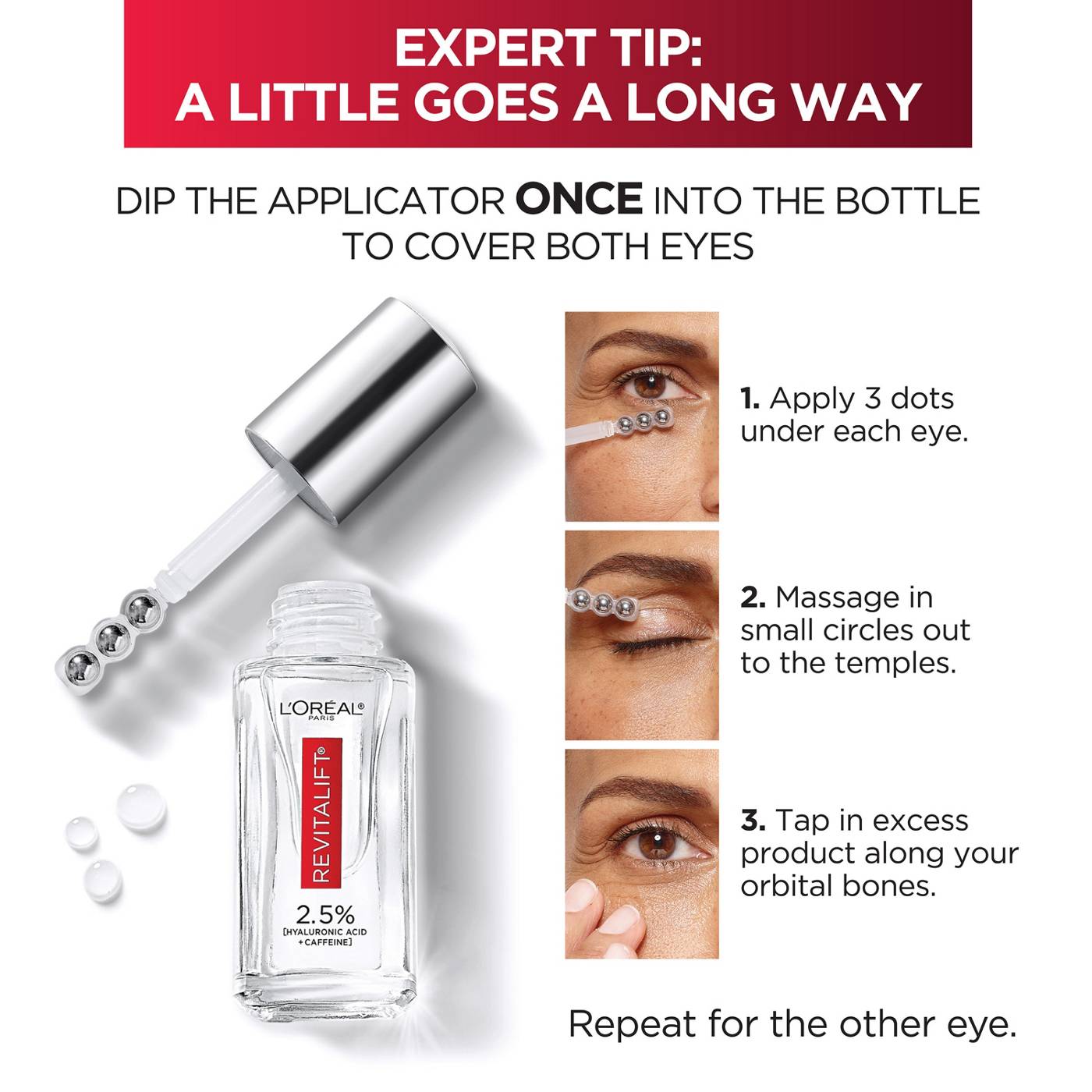 L'Oréal Paris Revitalift Derm Intensives Hyaluronic Caffeine Eye Serum; image 6 of 9