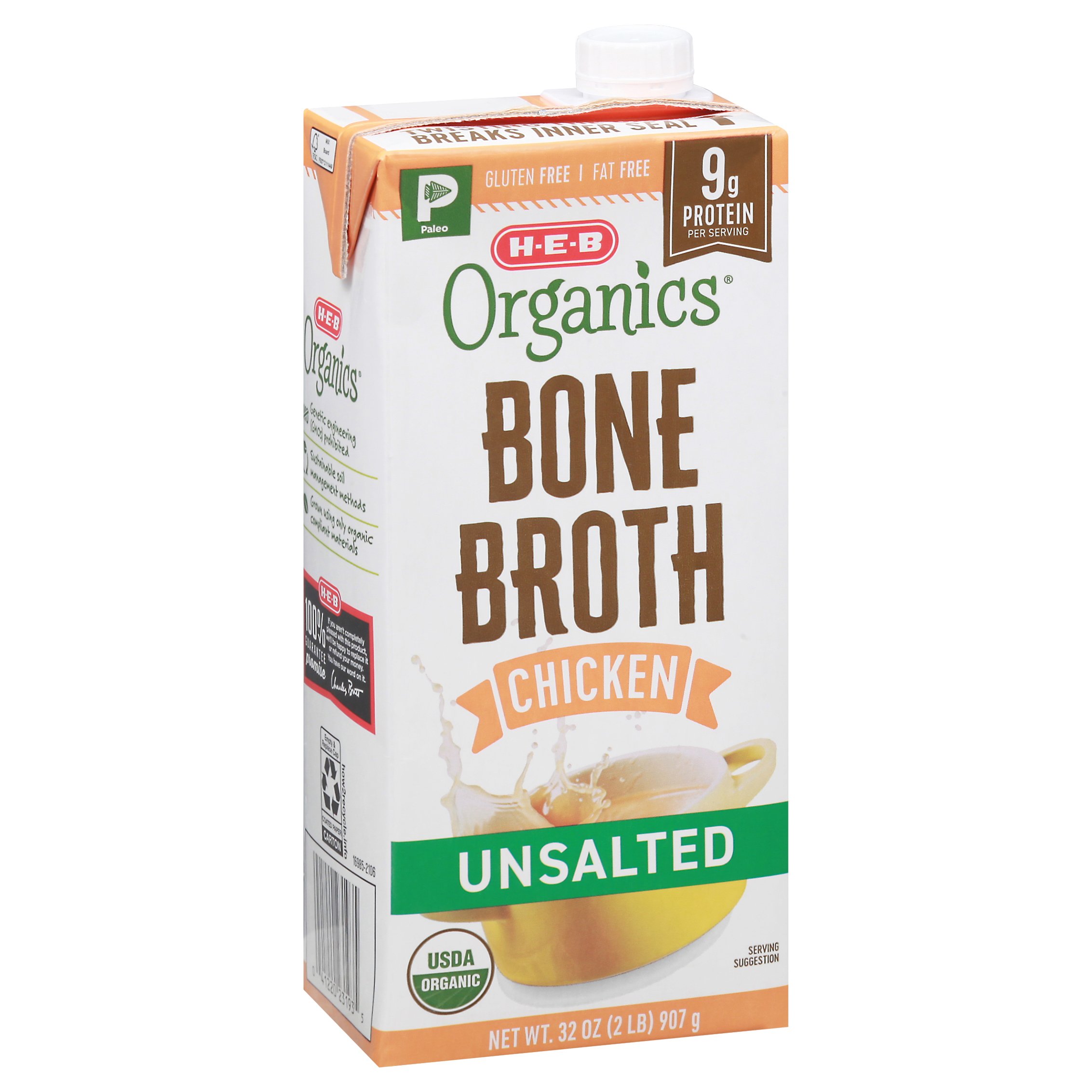 H-E-B Organics Unsalted Chicken Bone Broth - Shop Broth & Bouillon At H-E-B