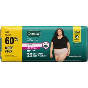 Depend Fresh Protection Women's Adult Incontinence Underwear, XXL, Blush, 22 ct