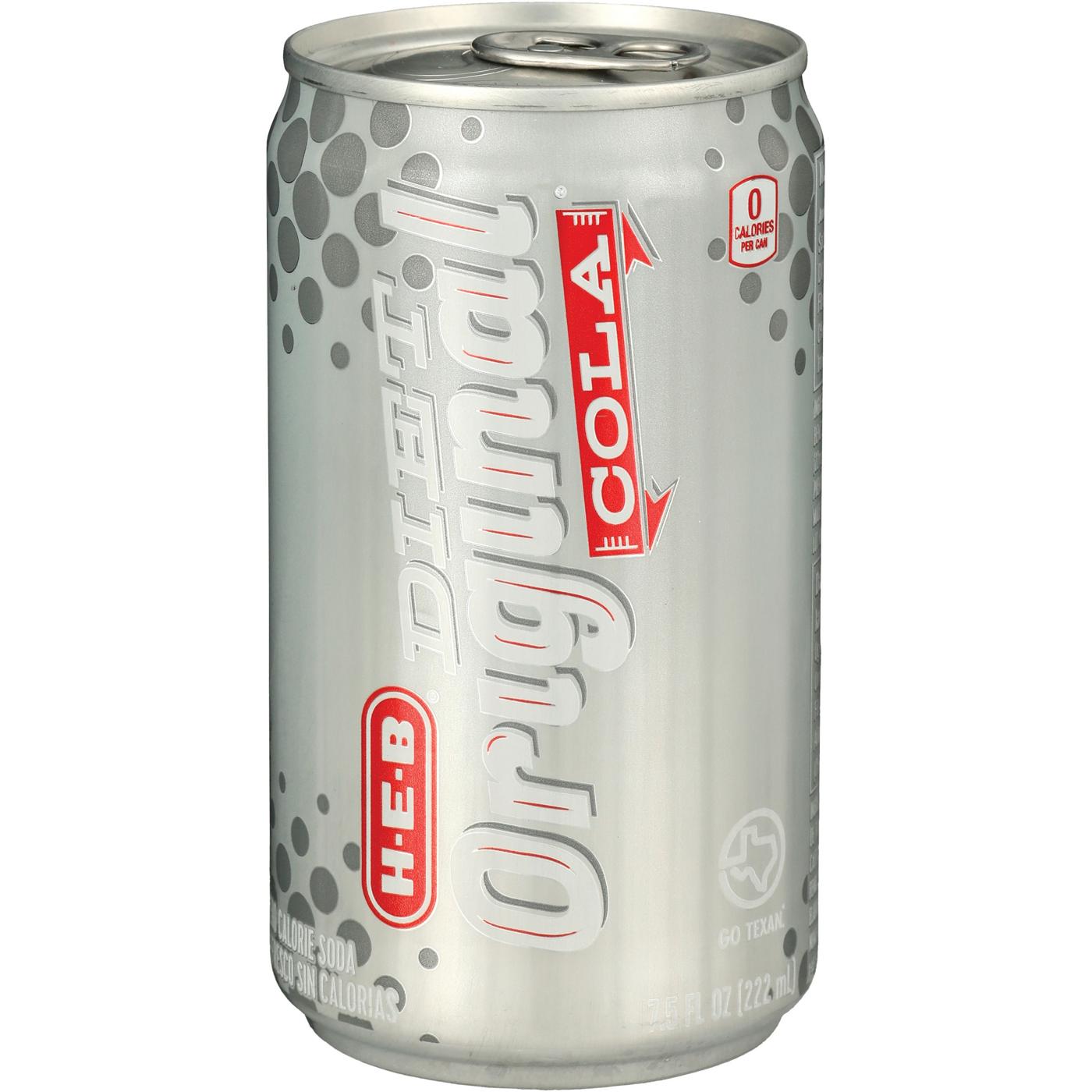 H-E-B Diet Original Cola 6 pk Mini Cans; image 2 of 2