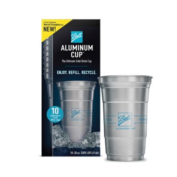 Ball Aluminum Cup Cold Drink 20 oz Recyclable Party Cups, 10 ct