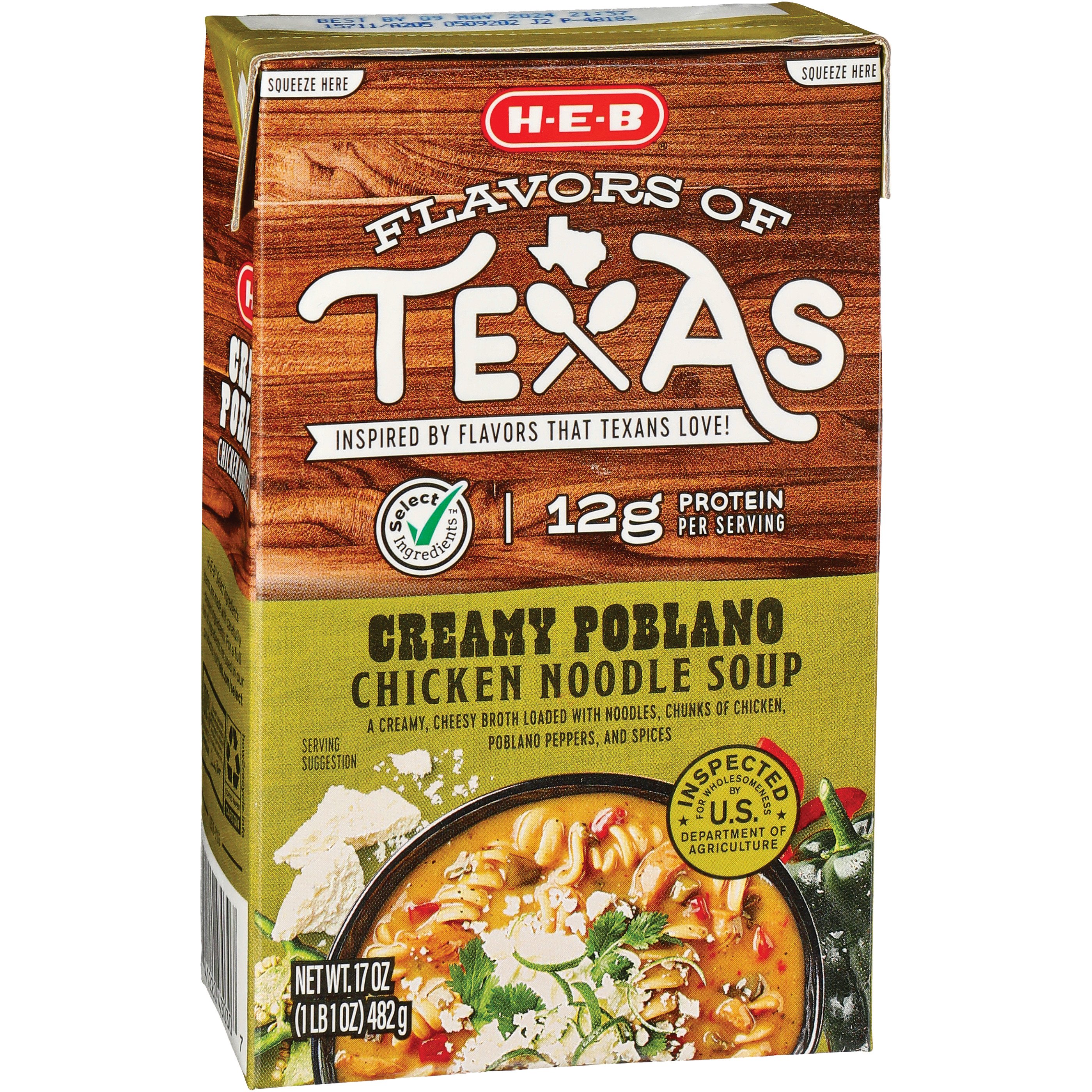 H-E-B Creamy Poblano Chicken Noodle Soup - Shop Soups & Chili At H-E-B