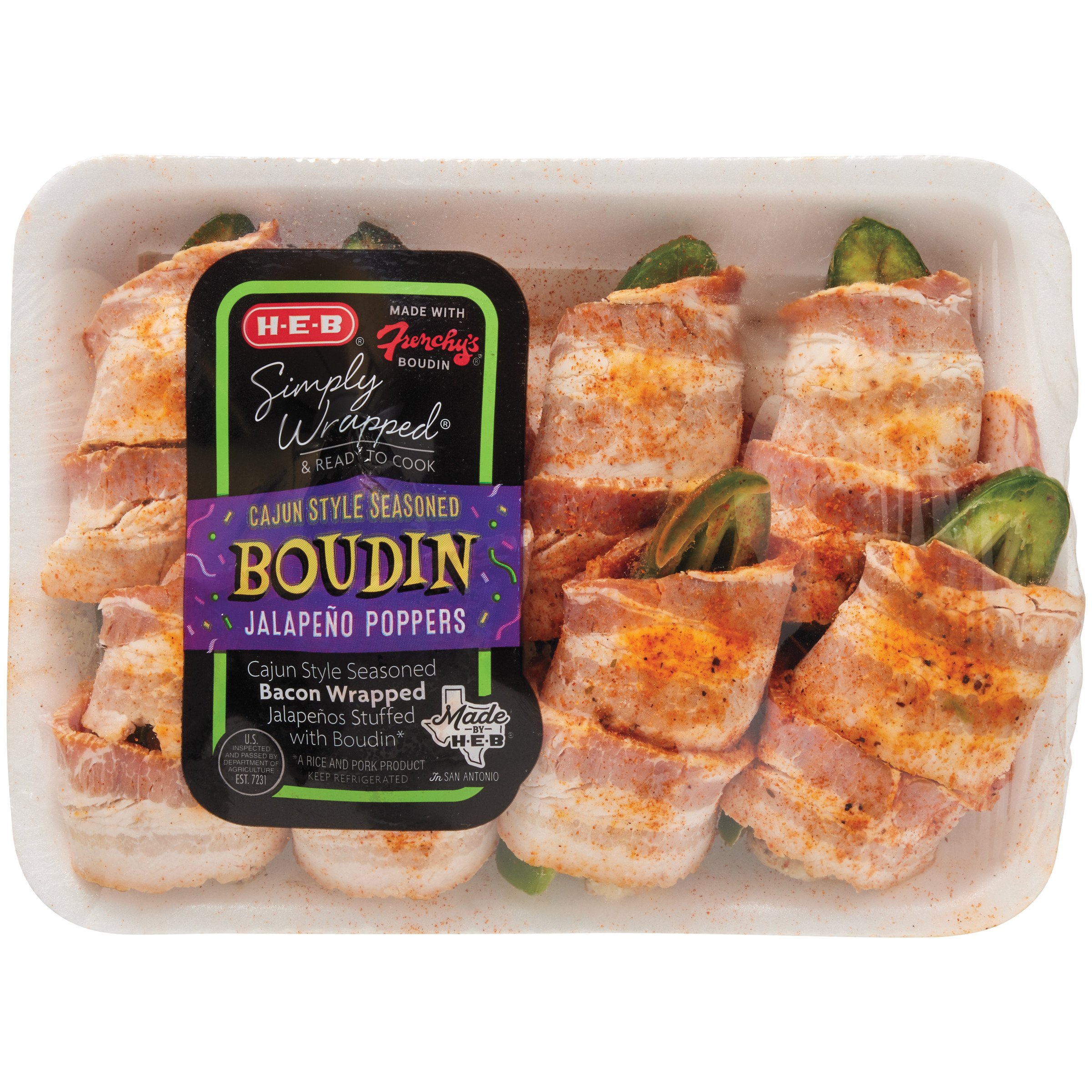 H-E-B Simply Wrapped Cajun-Style Seasoned Boudin Jalapeño Poppers ...