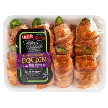 H-E-B Simply Wrapped Cajun-Style Seasoned Boudin Jalapeño Poppers, Avg. 1.45 lbs