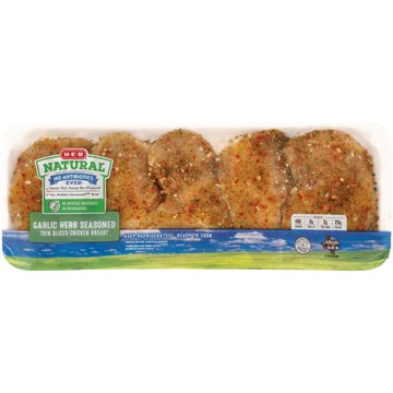 H-E-B Natural Garlic Herb Seasoned Chicken Breast, Thin Sliced, Avg. 1.75 lbs