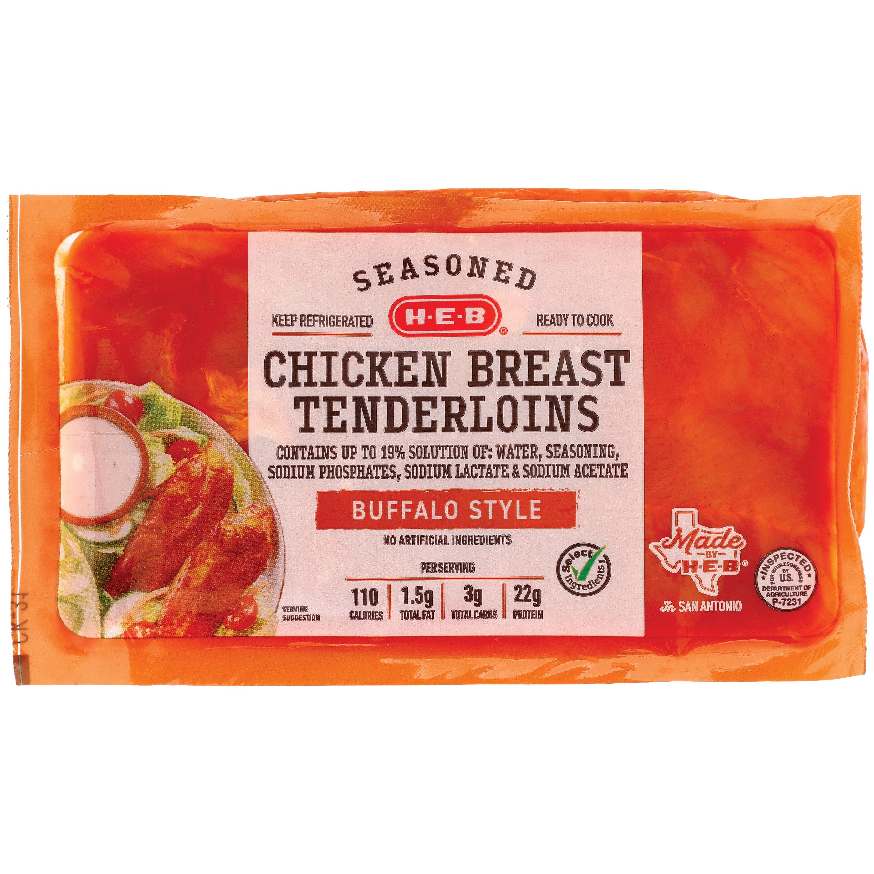 H-E-B Seasoned Chicken Breast Tenderloins - Buffalo Style - Shop ...