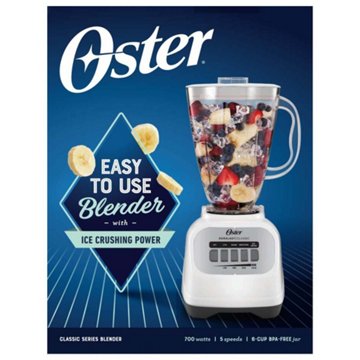 Oster Classic Series 5-Speed Blender with Plastic Jar - White, 6 cup