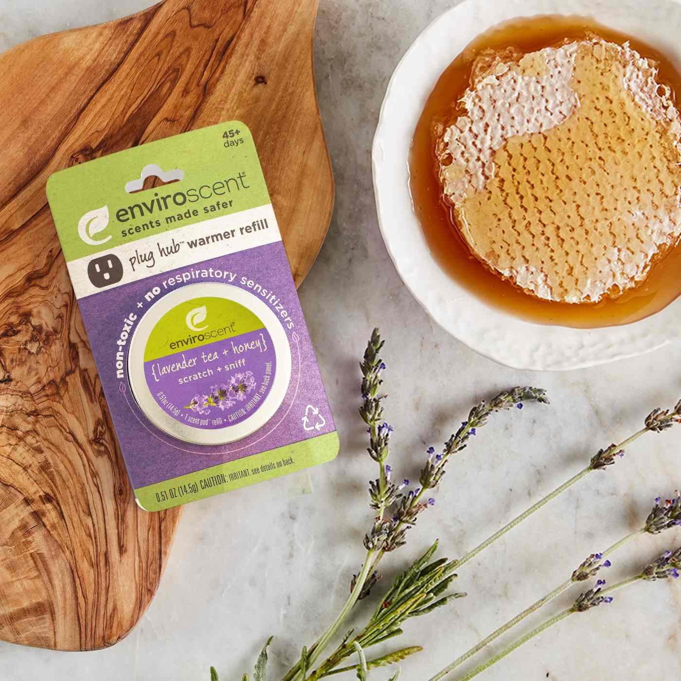 Enviroscent Plug Hub Scent Pod Refill, Non-Toxic Plug-In Air Freshener,  Lavender Tea + Honey