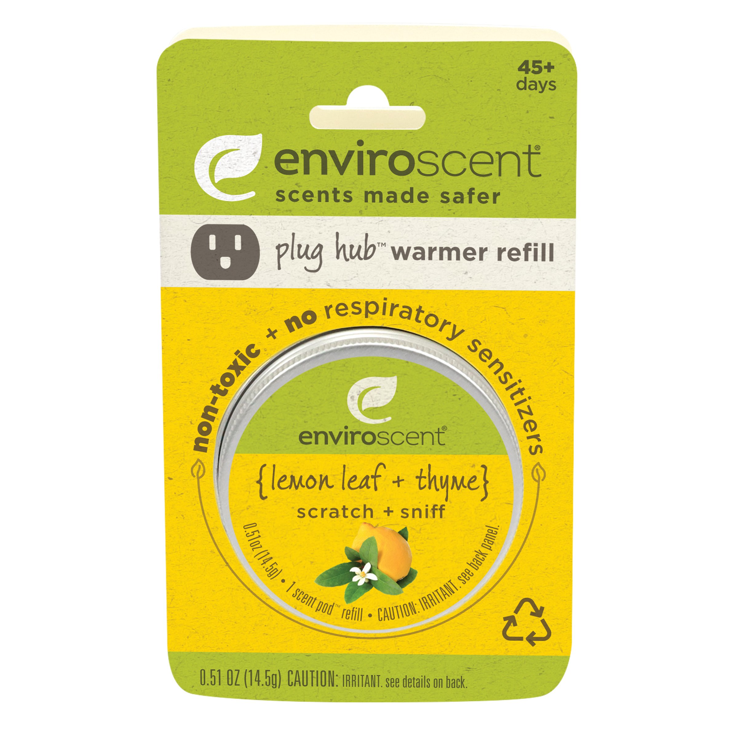 Enviroscent Plug Hub Scent Pod Refill, NonToxic PlugIn Air Freshener, Lemon Leaf + Thyme