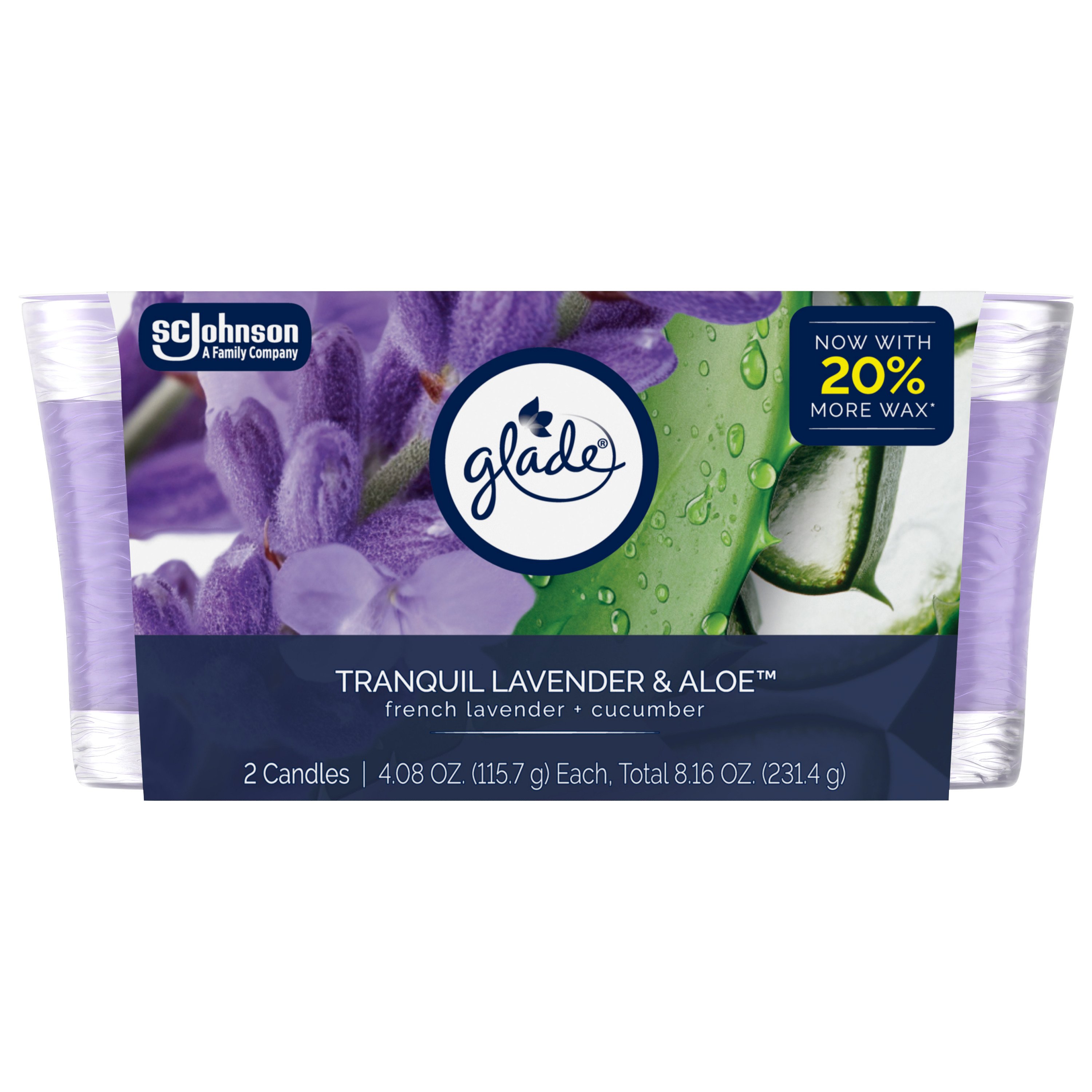 Glade Tranquil Lavender & Aloe Candles Shop Air Fresheners & Candles at HEB