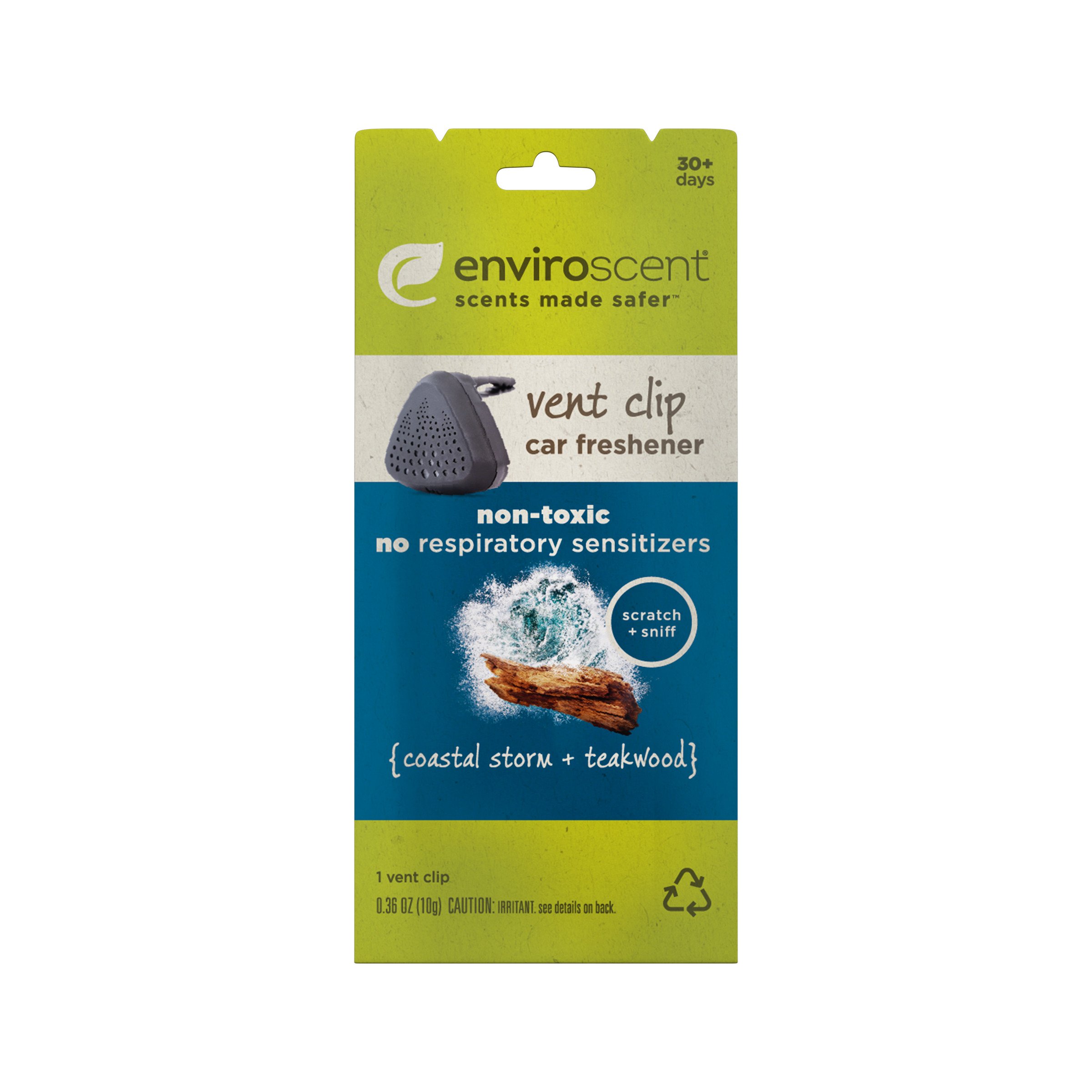 Enviroscent Car Air Freshener Vent Clip, Coastal Storm + Teakwood Shop Air Fresheners
