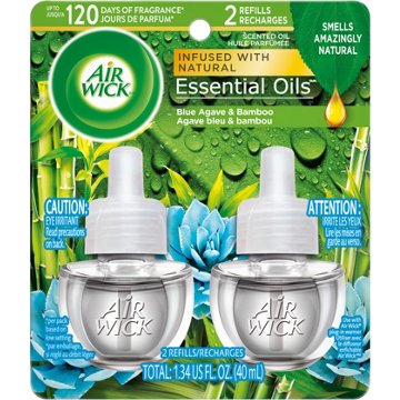 Air Wick Scented Oil Refill, Plug In Air Freshener, Blue Agave and Bamboo, 2 ct