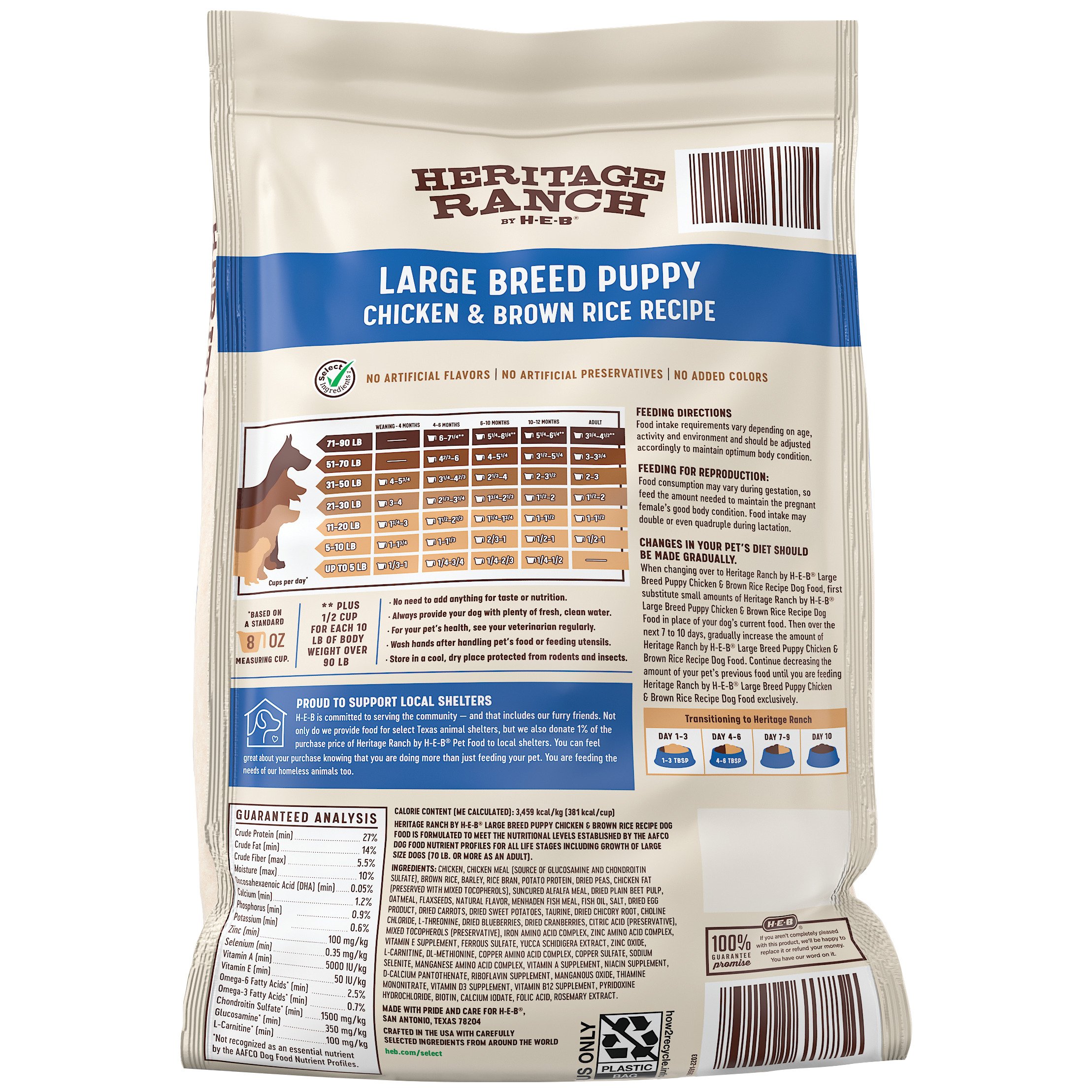 Heritage Ranch by H E B Large Breed Puppy Dry Dog Food Chicken