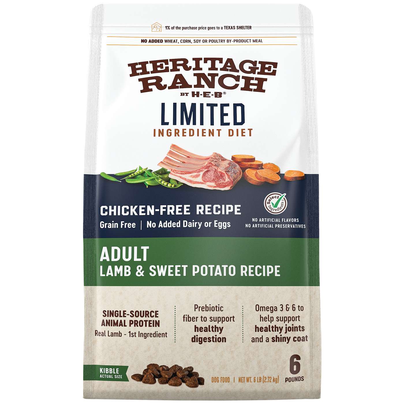 Heritage Ranch by H-E-B Limited Ingredient Diet Grain-Free Adult Dry Dog Food - Lamb & Sweet Potato; image 1 of 2