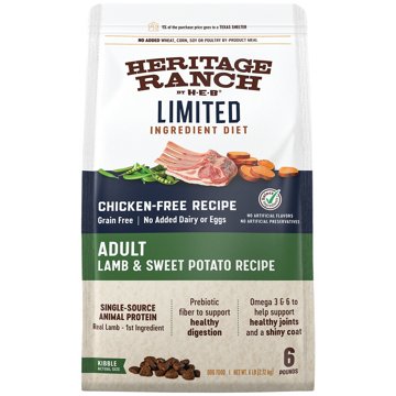 Heritage Ranch by H-E-B Limited Ingredient Diet Grain-Free Adult Dry Dog Food - Lamb & Sweet Potato