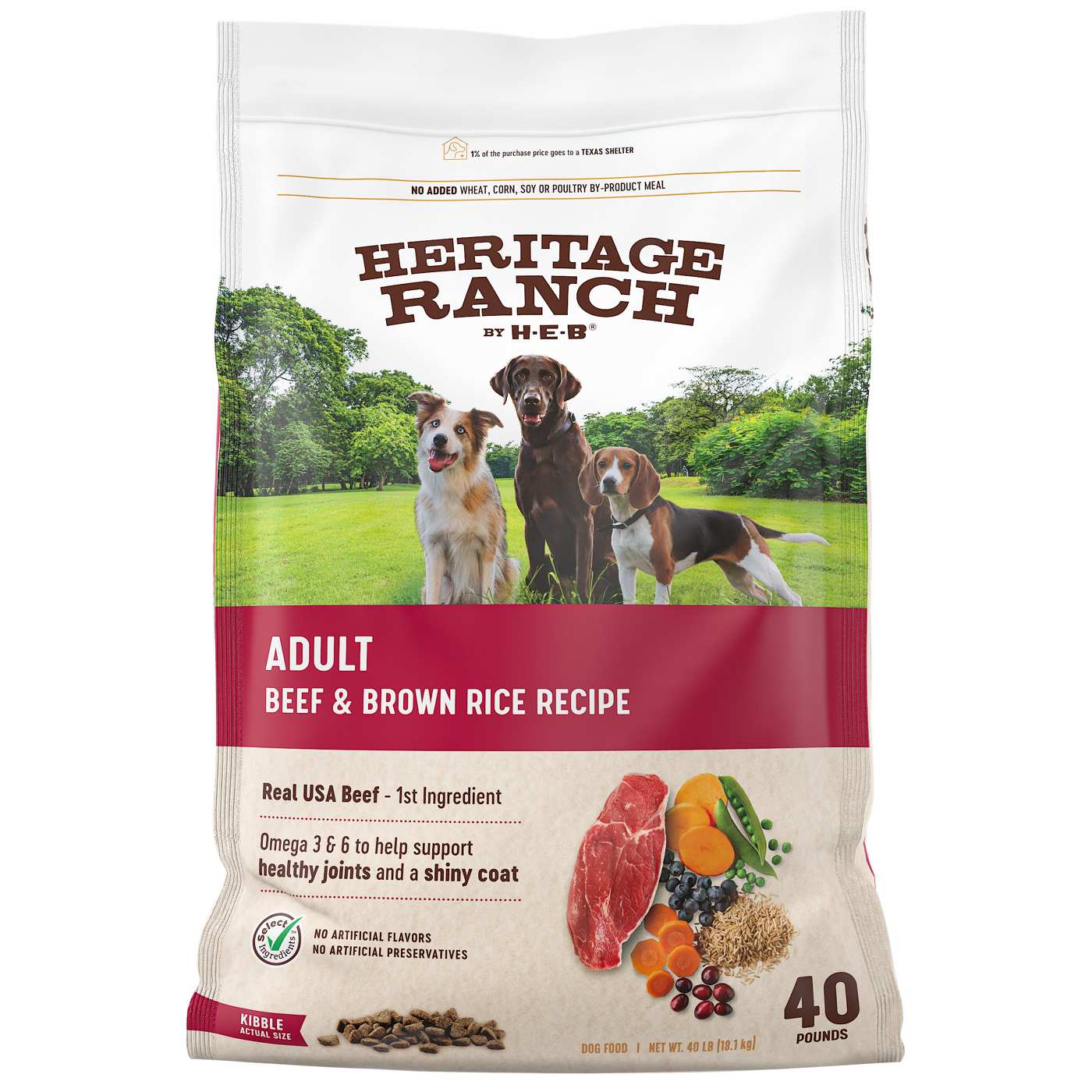 Heritage Ranch by H-E-B Adult Dry Dog Food - Beef & Brown Rice; image 1 of 3