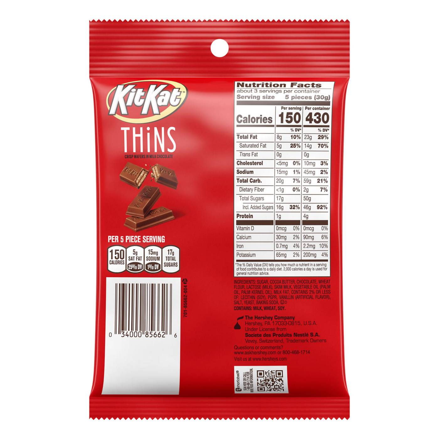 Kit Kat THiNS Milk Chocolate Wafer Candy Bars Individually Wrapped Bag; image 2 of 4