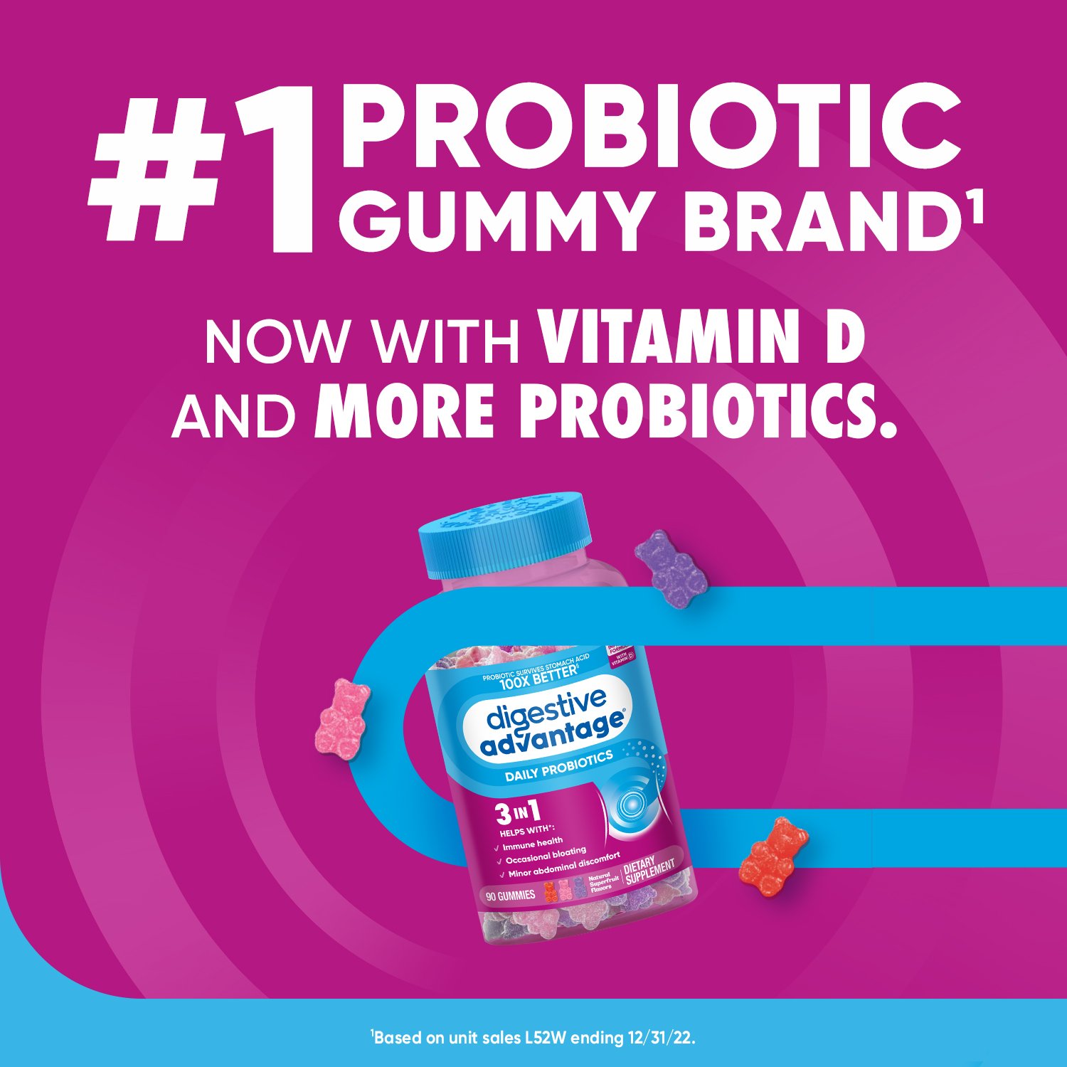 Schiff Digestive Advantage Daily Probiotics Superfruit Blend Gummies ...