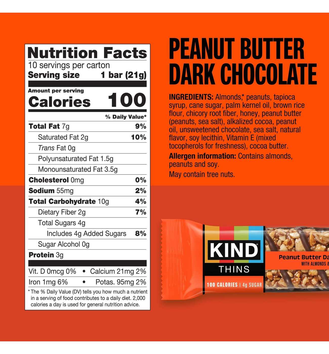 Kind Thins Snack Bars - Peanut Butter Dark Chocolate; image 3 of 4