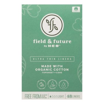 Field & Future by H-E-B Organic Cotton Ultra Thin Liners - Light, 48 ct
