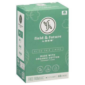 Field & Future by H-E-B Organic Cotton Ultra Thin Liners - Light, 48 ct