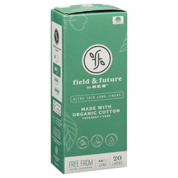 Field & Future by H-E-B Organic Cotton Ultra Thin Liners – Extra Long, 20 ct