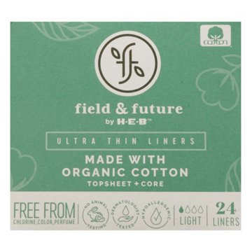 Field & Future by H-E-B Organic Cotton Ultra Thin Liners - Light, 24 ct