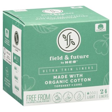 Field & Future by H-E-B Organic Cotton Ultra Thin Liners - Light, 24 ct