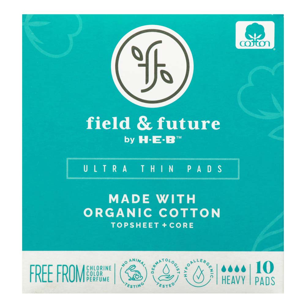 Field & Future by HEB Organic Cotton Ultra Thin Pads Heavy Shop Feminine Care at HEB