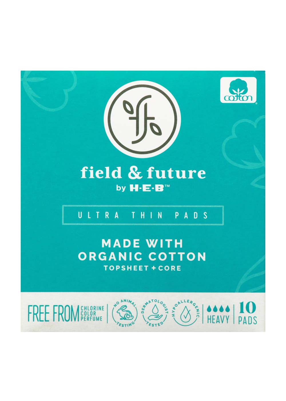 Field & Future by H-E-B Organic Cotton Ultra Thin Pads - Heavy