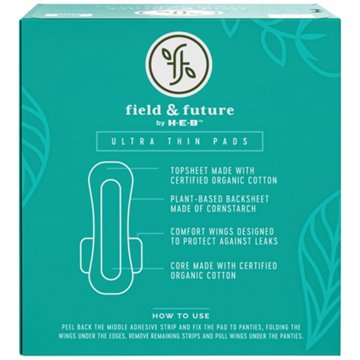 Field & Future by H-E-B Organic Cotton Ultra Thin Pads - Heavy, 10 ct