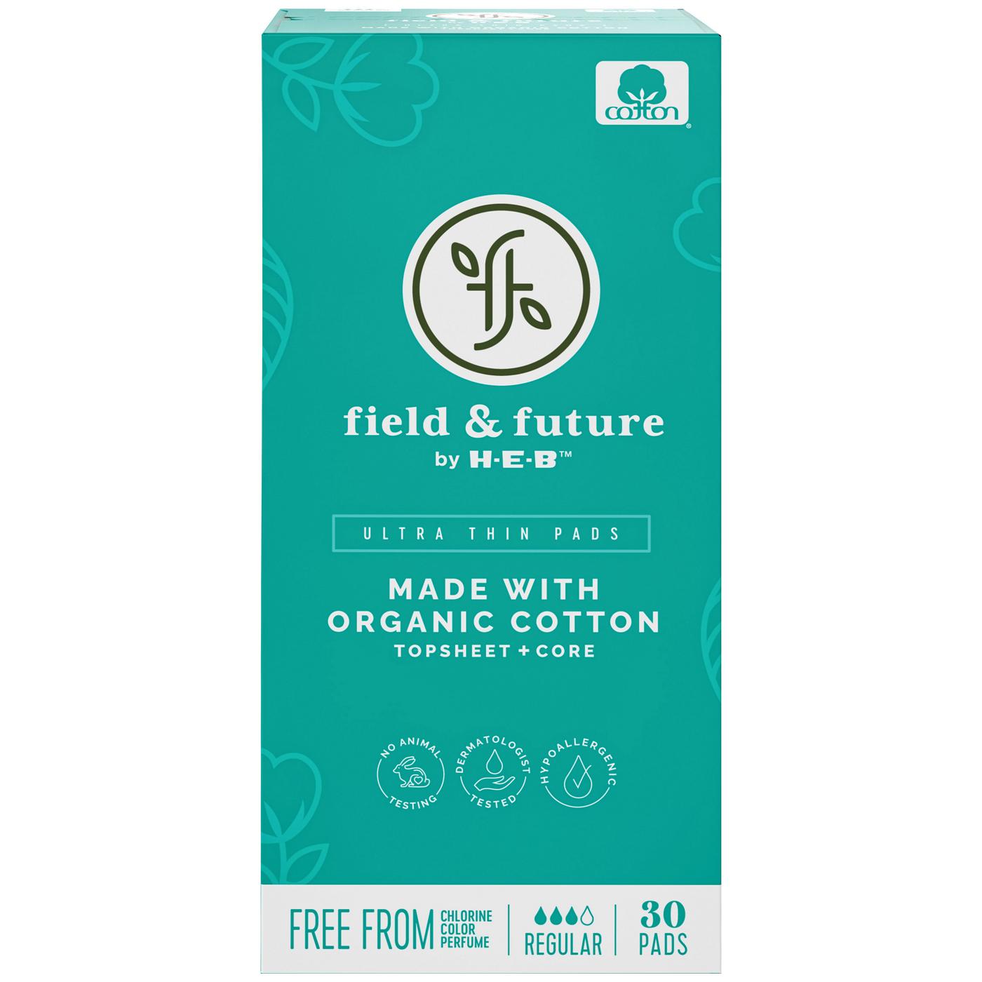 Field & Future by H-E-B Organic Cotton Ultra Thin Pads - Regular; image 1 of 3