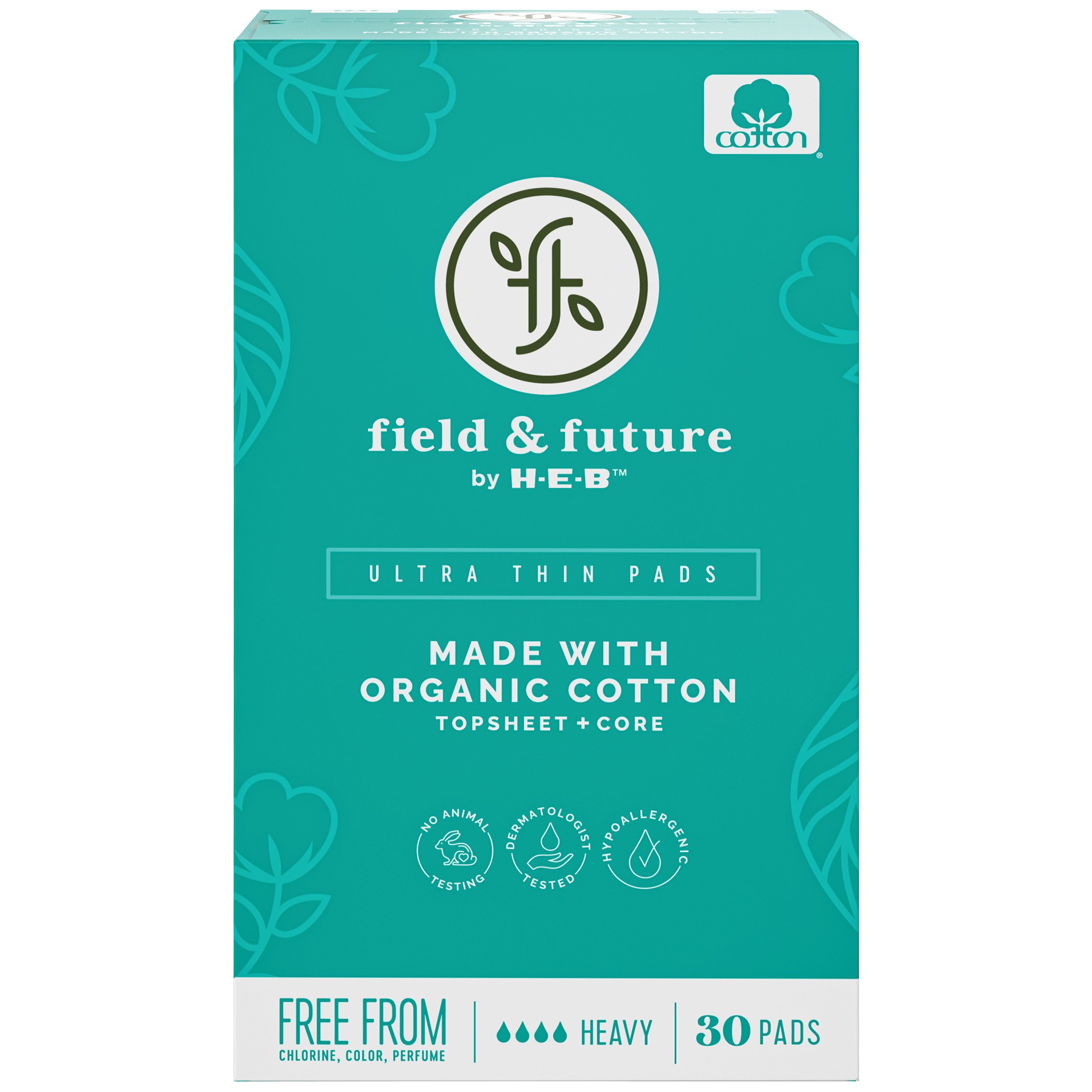 Field & Future by HEB Organic Cotton Ultra Thin Pads Heavy Shop Feminine Care at HEB