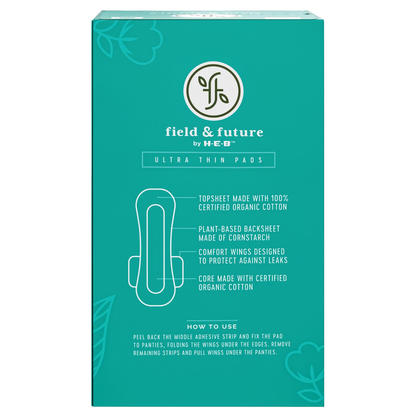 Field & Future by H-E-B Organic Cotton Ultra Thin Pads - Heavy; image 2 of 4