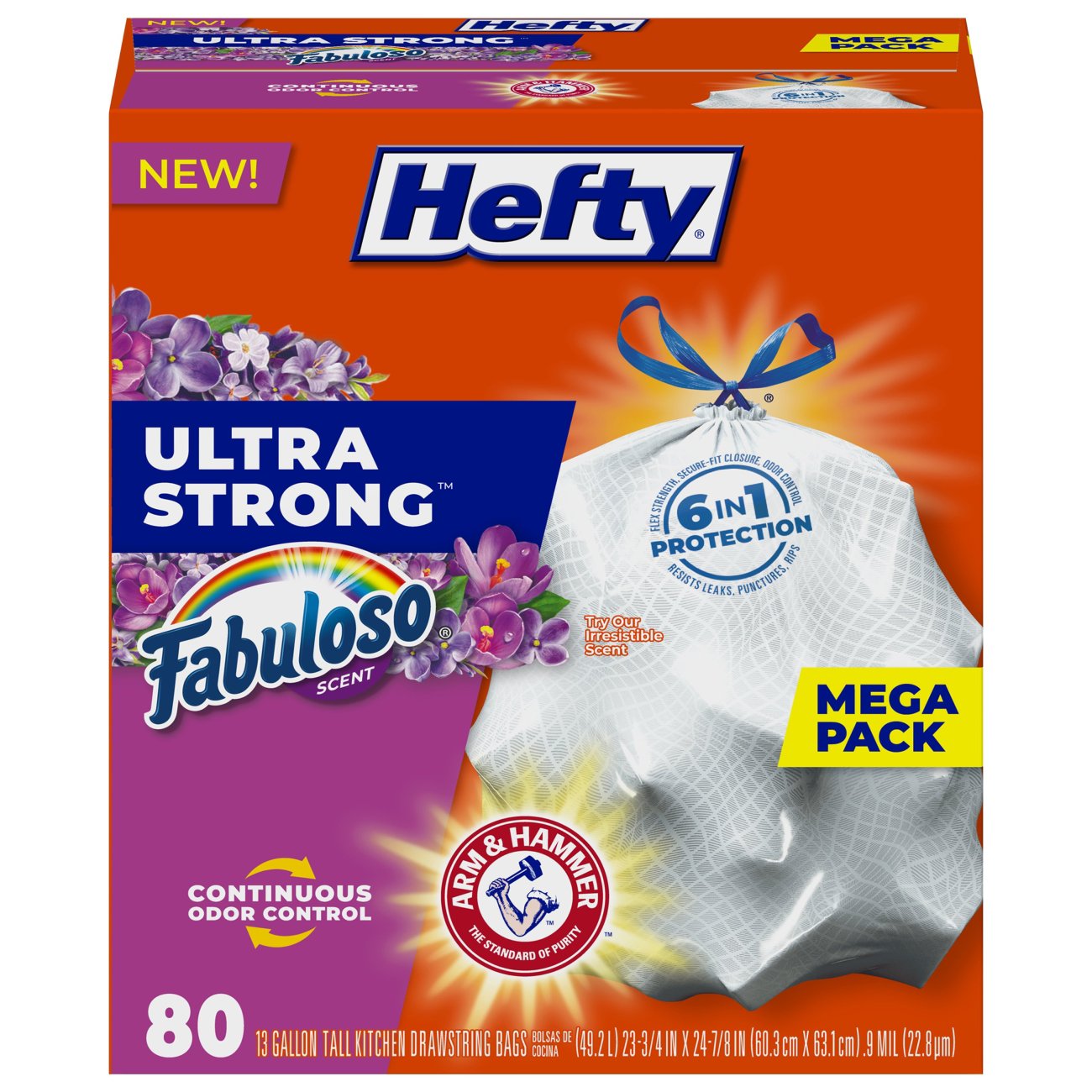 Hefty Small Garbage Bags, Drawstring, Fabuloso Scent, 4 Gallon, 20 Count